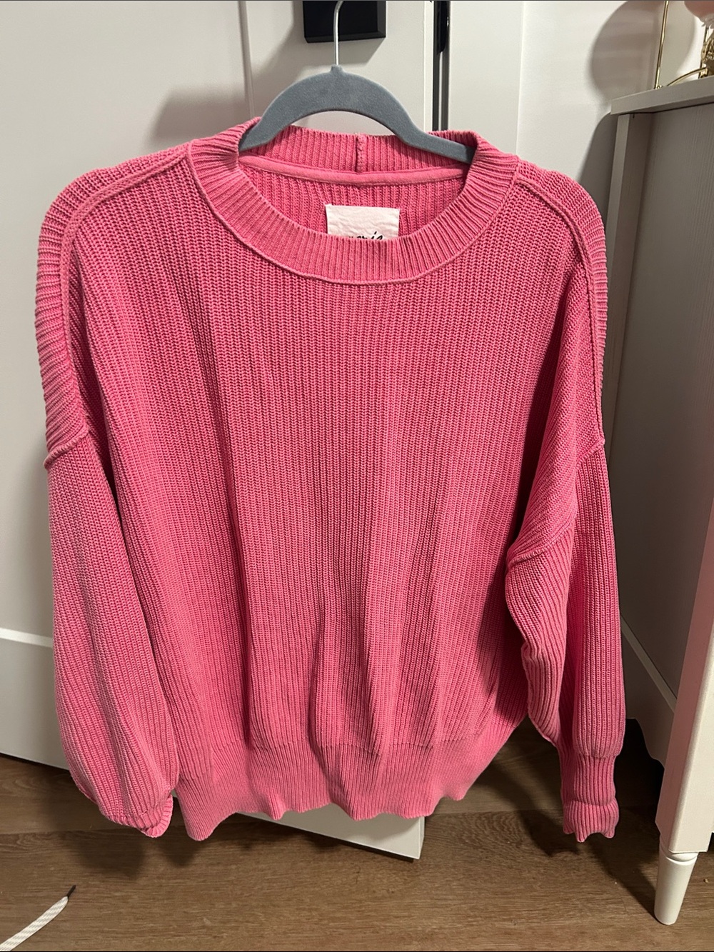 aerie Hot Pink Ribbed Crewneck Sweater